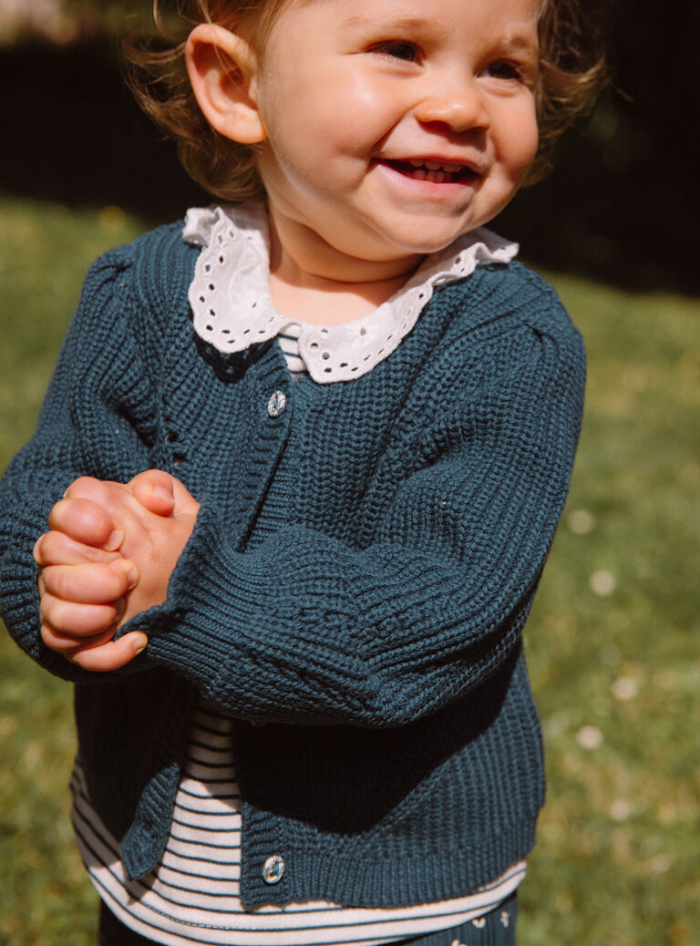 Cardigan vert émeraude en tricot fantaisie