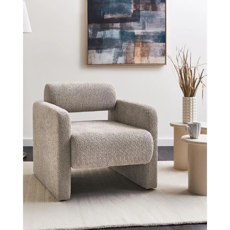 HALLSBERG - Fauteuil - Taupe - Bouclé