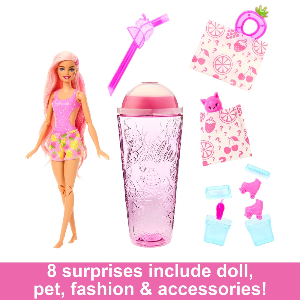 Barbie Pop Reveal Fruchtserie – Puppe und Überraschungen mit Erdbeer-Limonaden-Duft