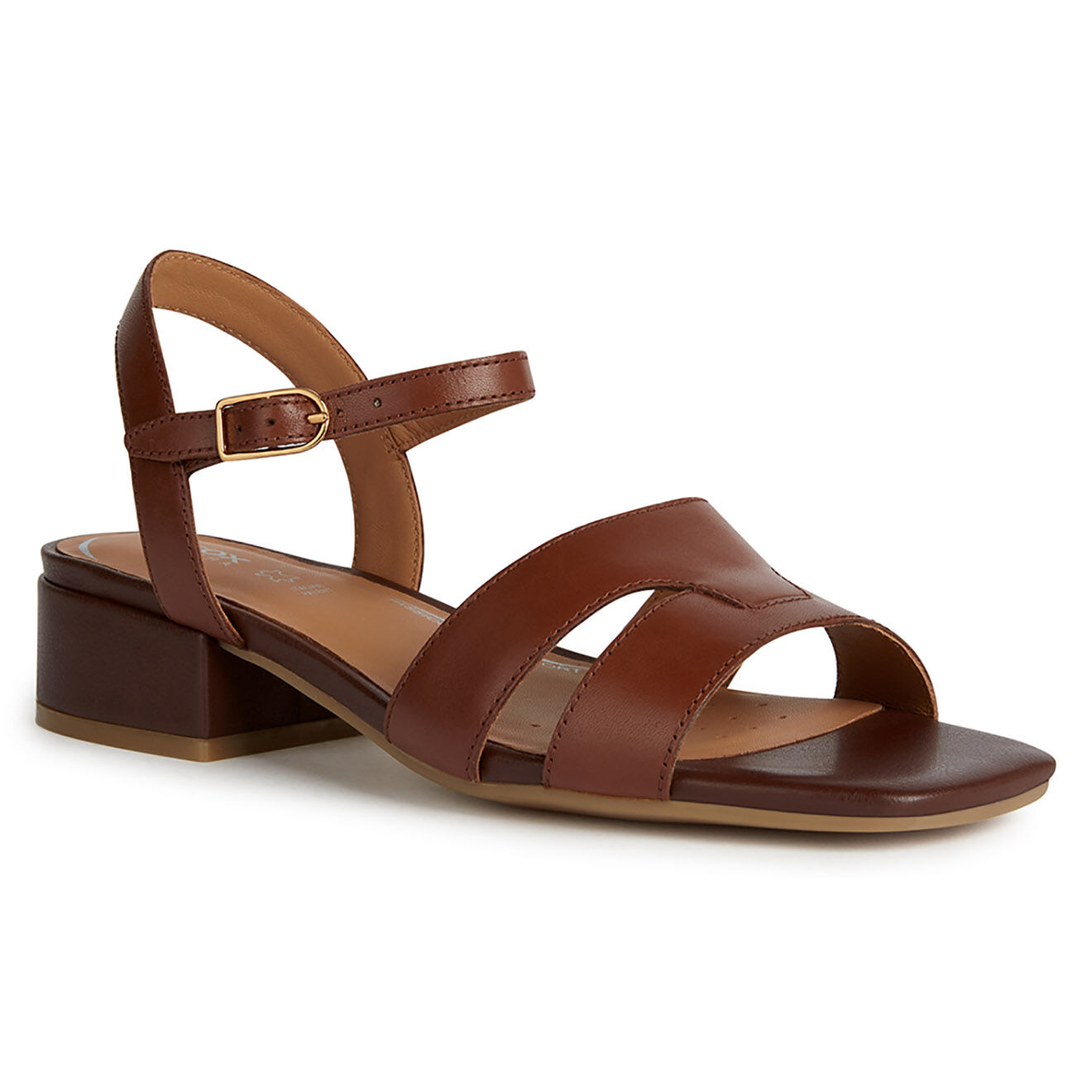 Geox Sandales en Cuir Genziana marron - Talon 6.5 cm