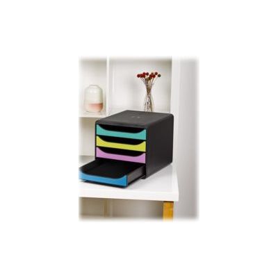 Exacompta BigBox - Module de classement 4 tiroirs - noir/forever young