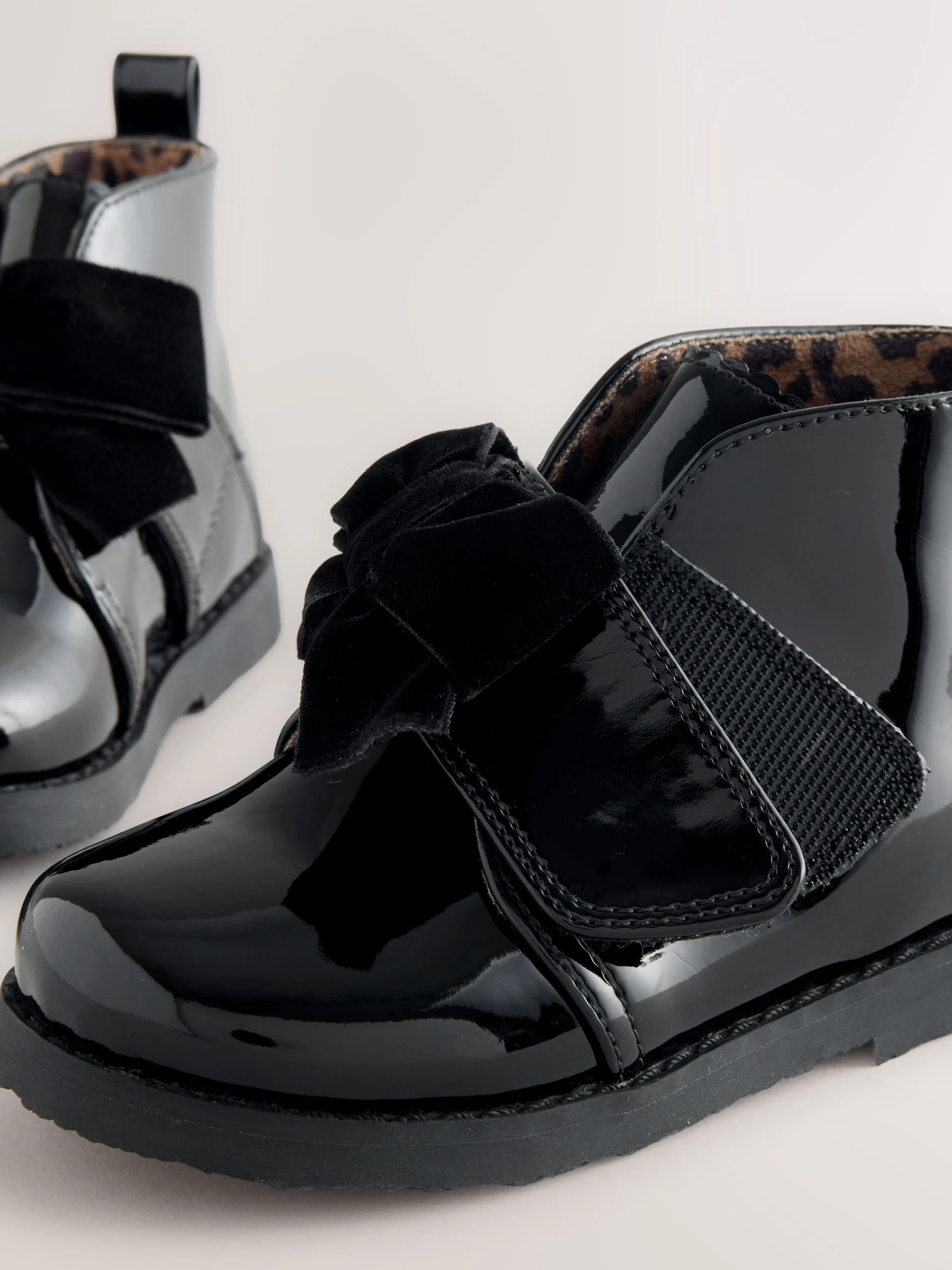 Zwart lak - Bow Detail Ankle Boots