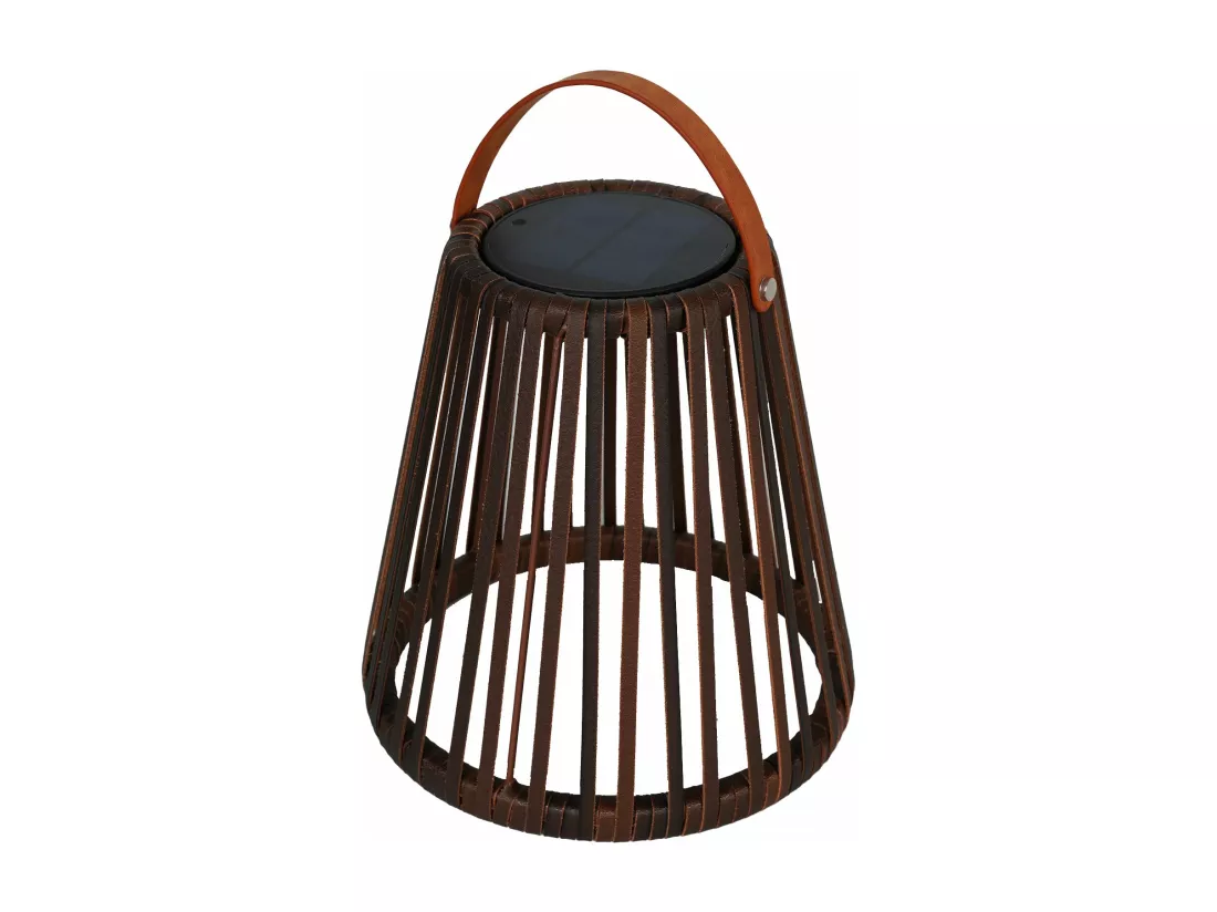 Lanterne solaire décorative EVANIA Marron Poly rotin H28cm