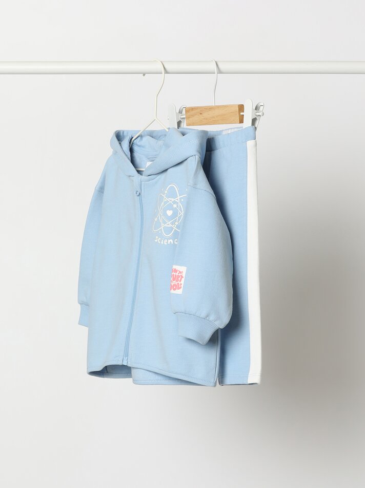 Conjunto de agasalho de duas peças com jaqueta e calça - Azul Claro