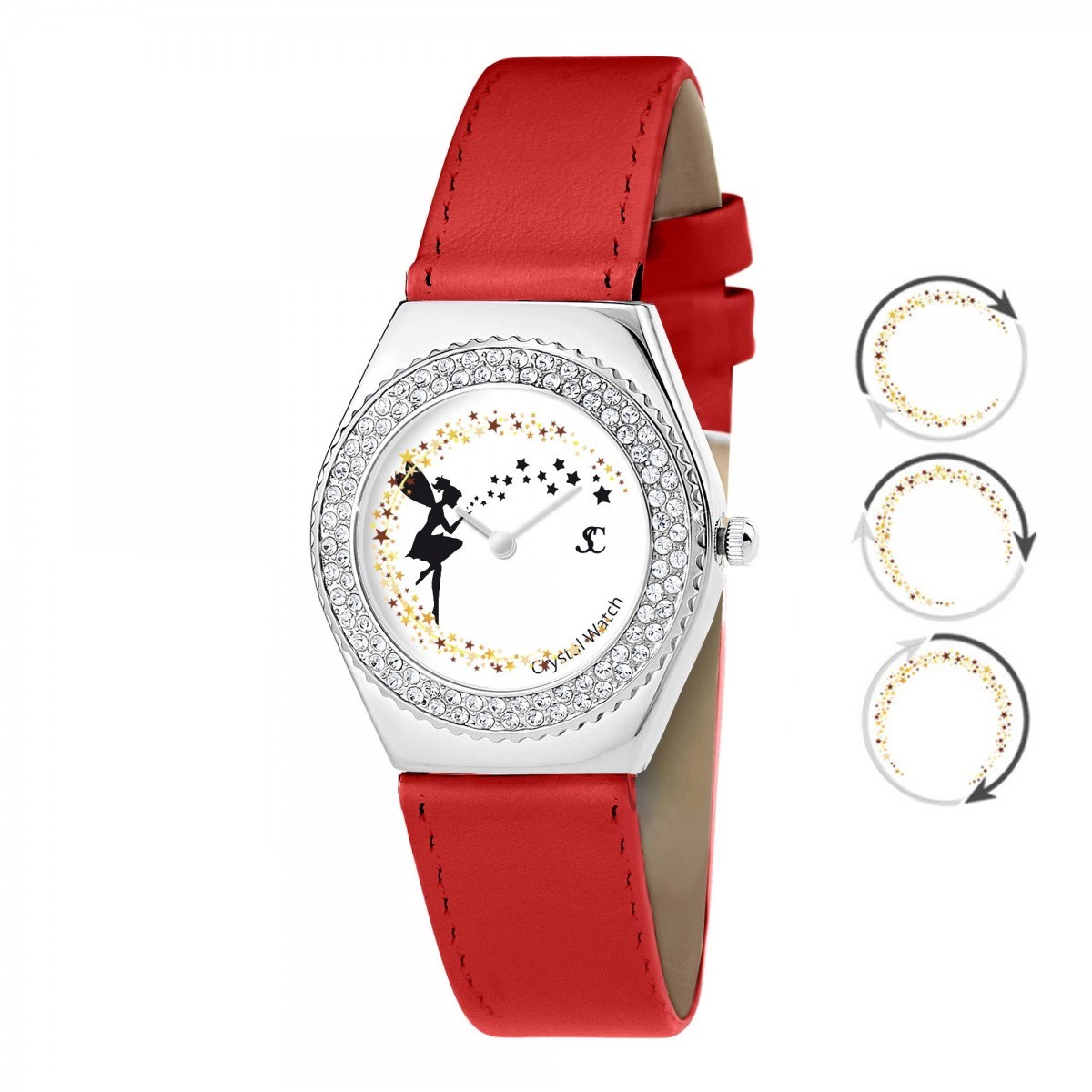 Montre Alysson fée à mouvement tournant SC Crystal ornée de Cristaux scintillants