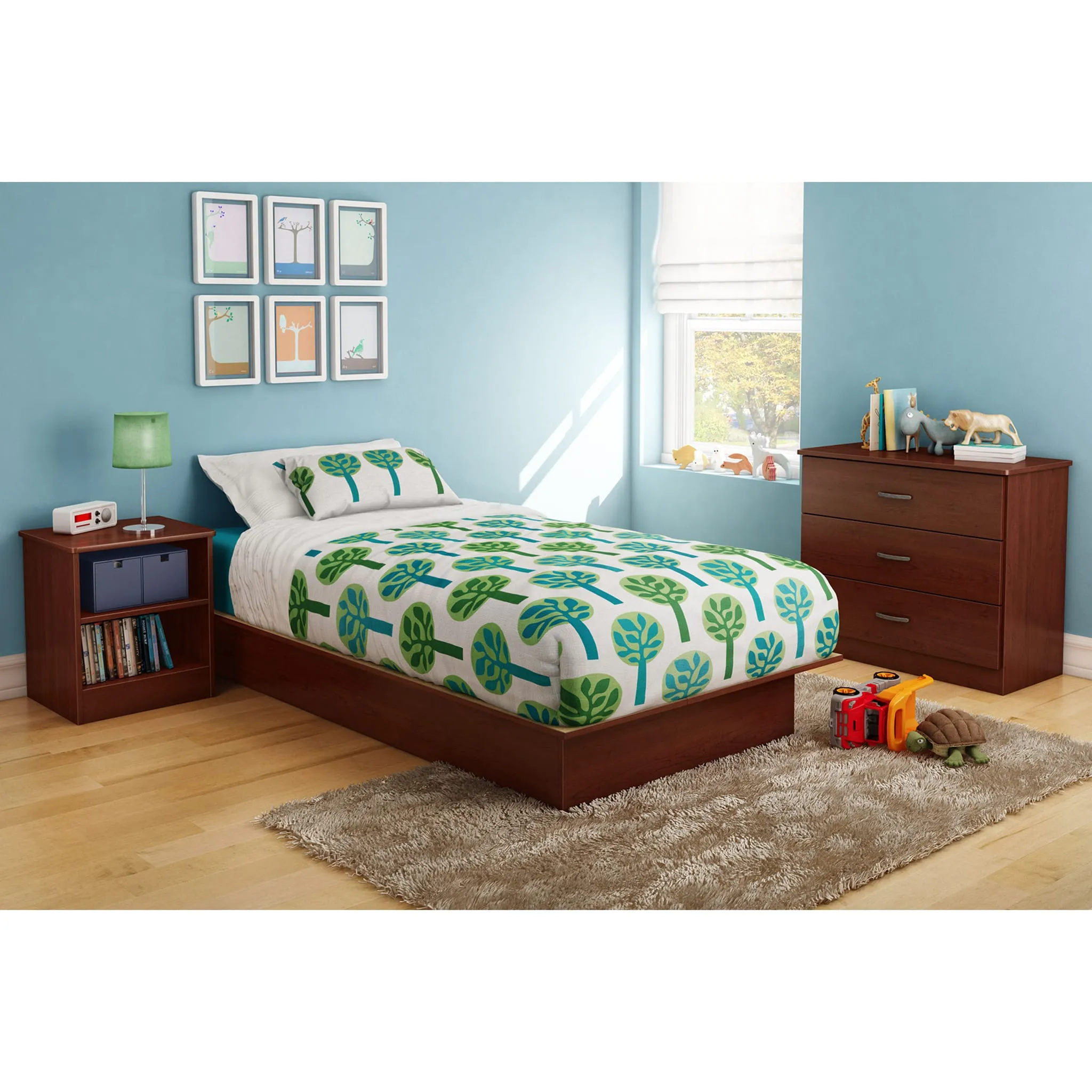 South Shore Lit Simple Plateforme - Libra Cerisier Royal