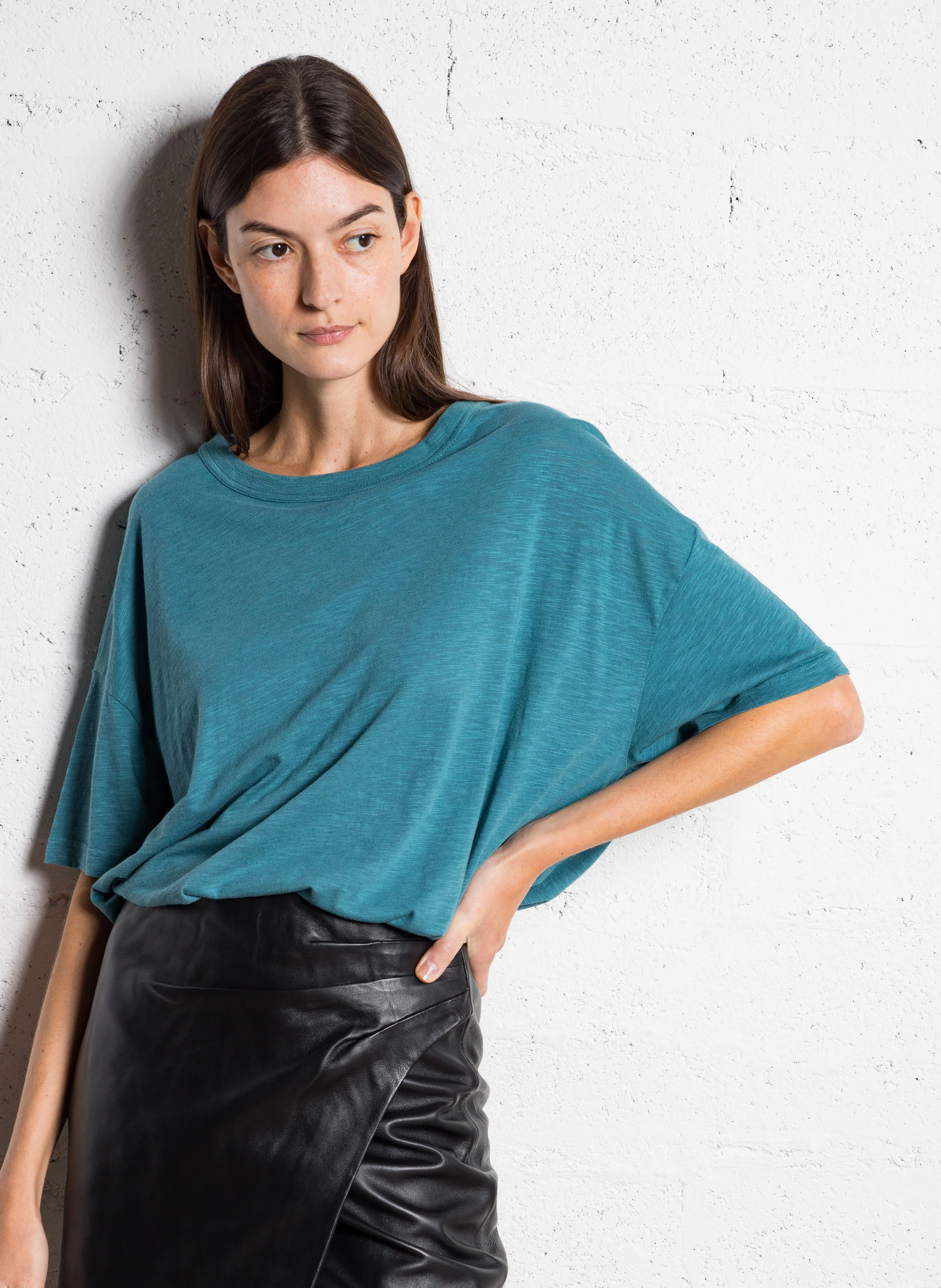 JACKSONVILLE - Tee-shirt col rond ample en coton mélangé | Vert