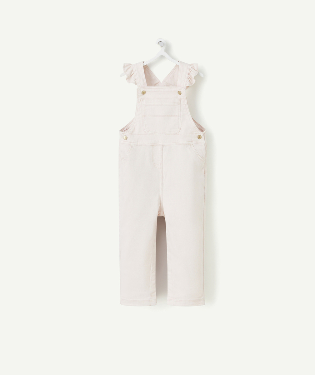 SALOPETTE BÉBÉ FILLE EN FIBRES RECYCLÉES ROSE AVEC DÉTAILS VOLANTÉS