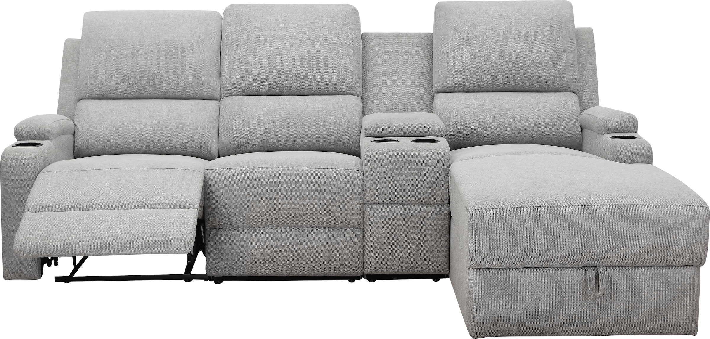 Home affaire Ecksofa »NAPORI Multimediasofa, 3er Kinosessel XXL, L-Form, 3 Bezugsstoffe« Kinosofa mit Relaxfunktion, Getränkehalter, Staufach und Staukasten