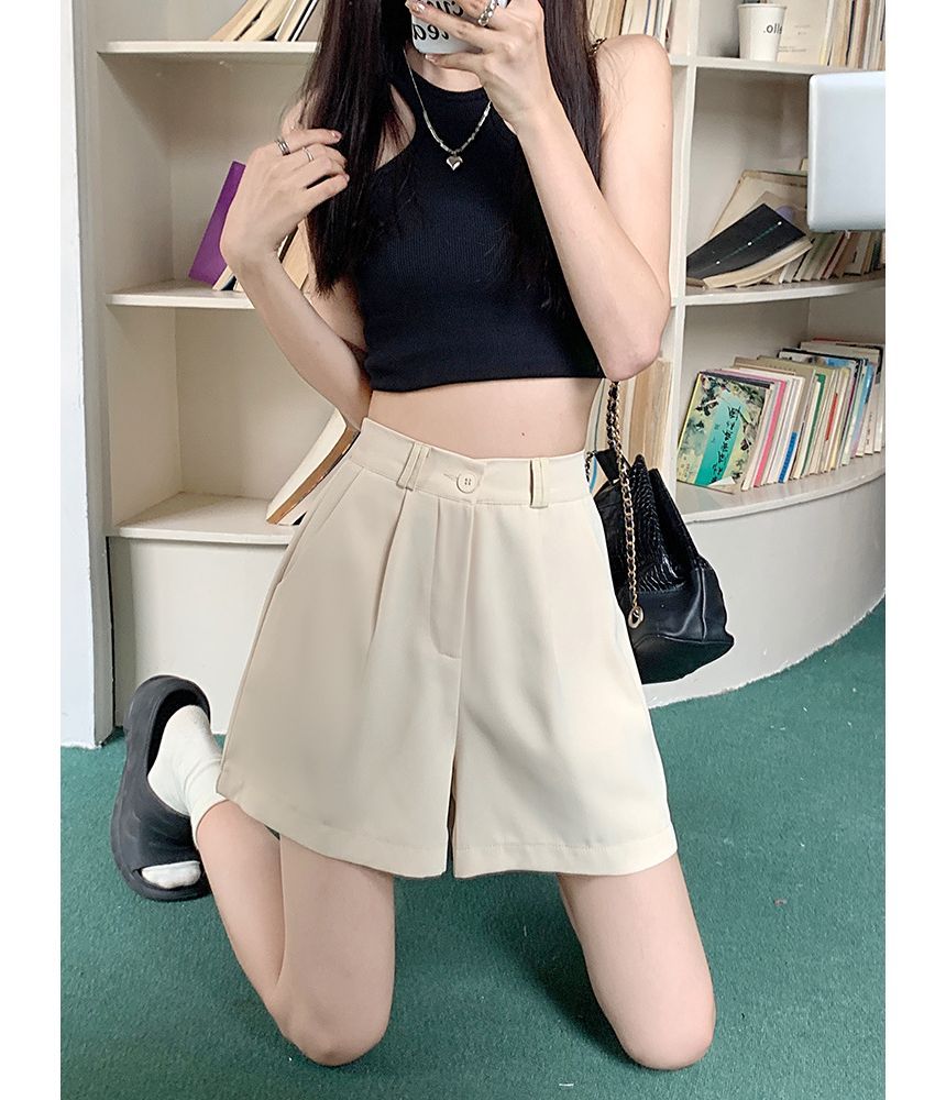 Soswift - Hoge taille effen shorts