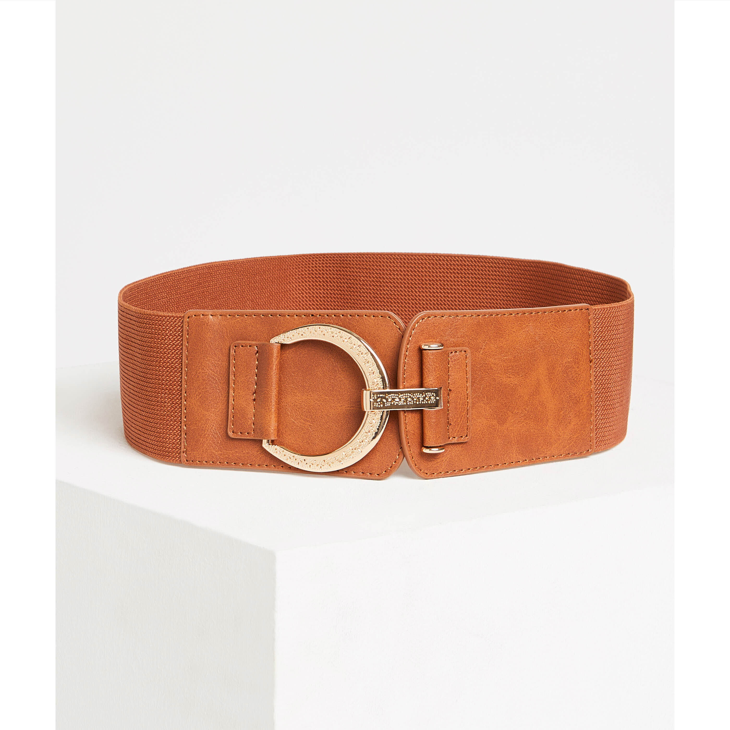Ceinture large élastique femme - CAMEL