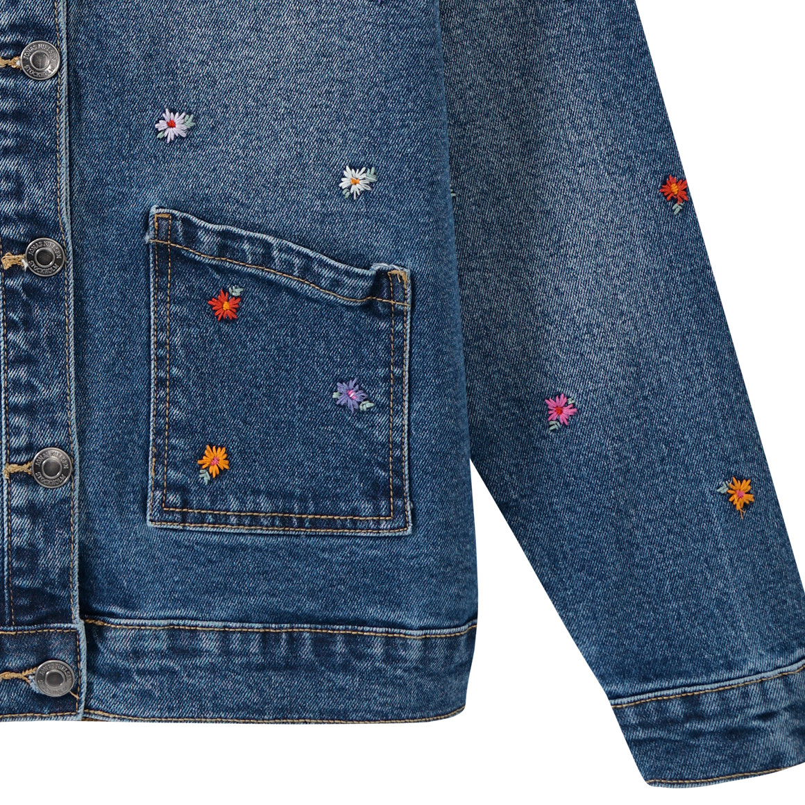 Jonas Nielsen Mädchen Jeansjacke mit Blumen-Stickerei dunkelblau