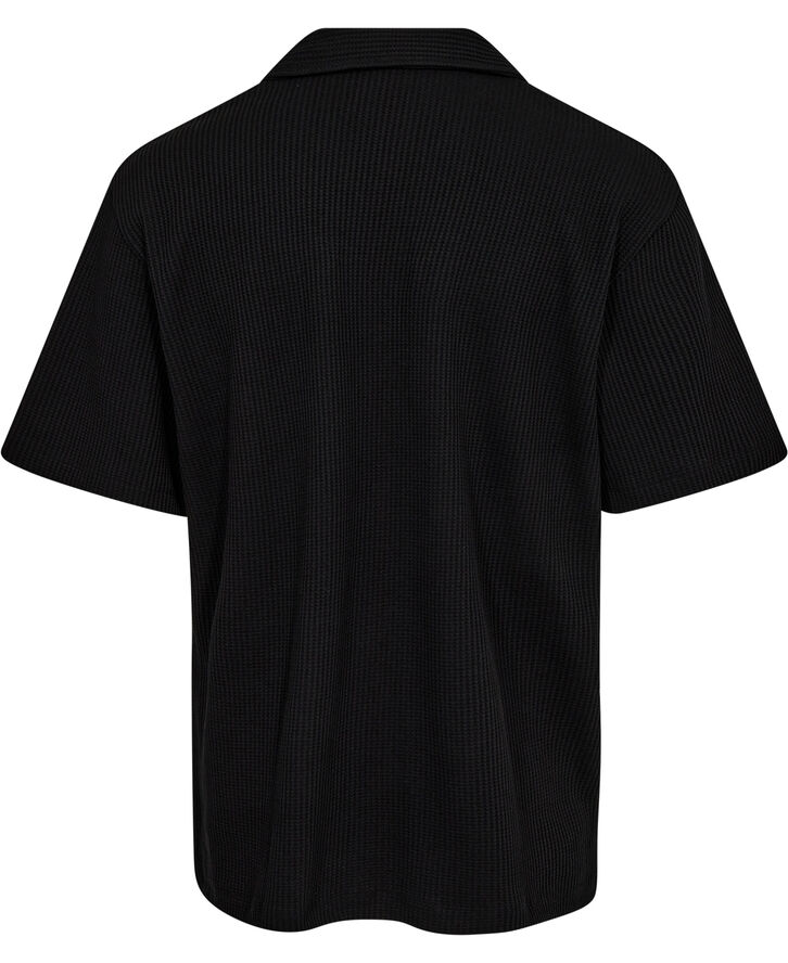 Selected Homme SLHBOXY-CASPER WAFFLE SS SHIRT EX Sort