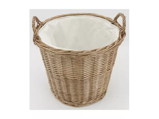 Corbeille à linge en osier brut doublé