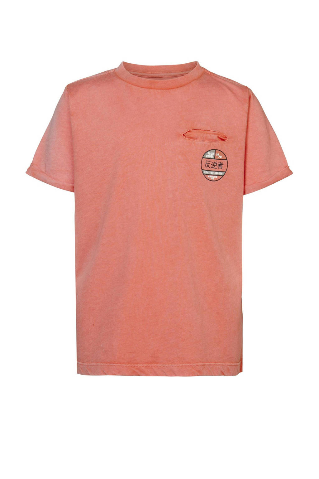 Blue Rebel T-shirt Jeffry met printopdruk oranje