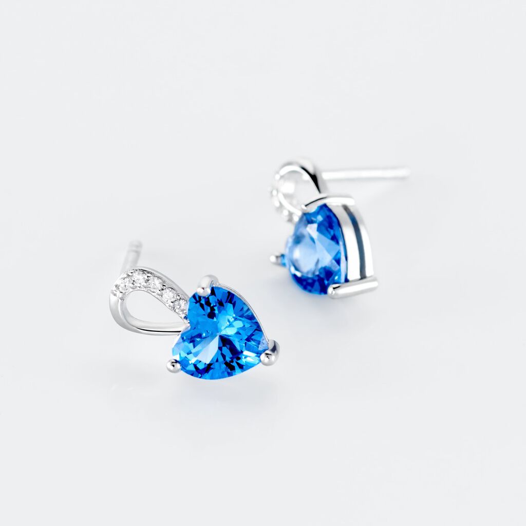 Boucles D'oreilles Puces Argent Blanc Atieno Oxyde De Zirconium