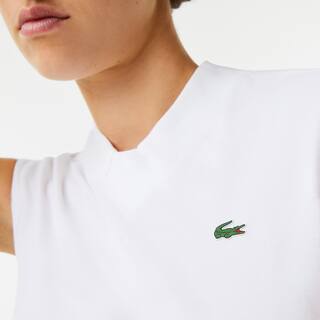 Polo sans manche femme Golf Lacoste SPORT ultra-dry en coton biologique Manches Courtes - Blanc - Lacoste - Femme