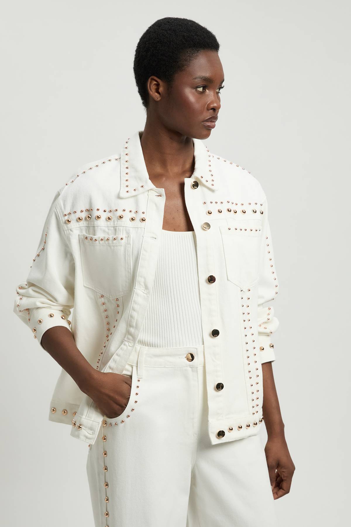 KarenMillen Veste en Denim à Clous