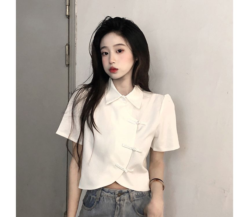 Shinsei - Blouse met korte mouwen en kraag