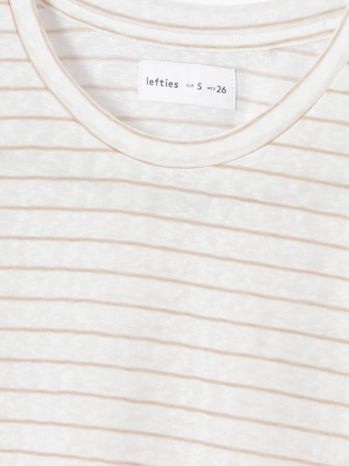 Camiseta cropped com efeito linho - Cru/Vigore