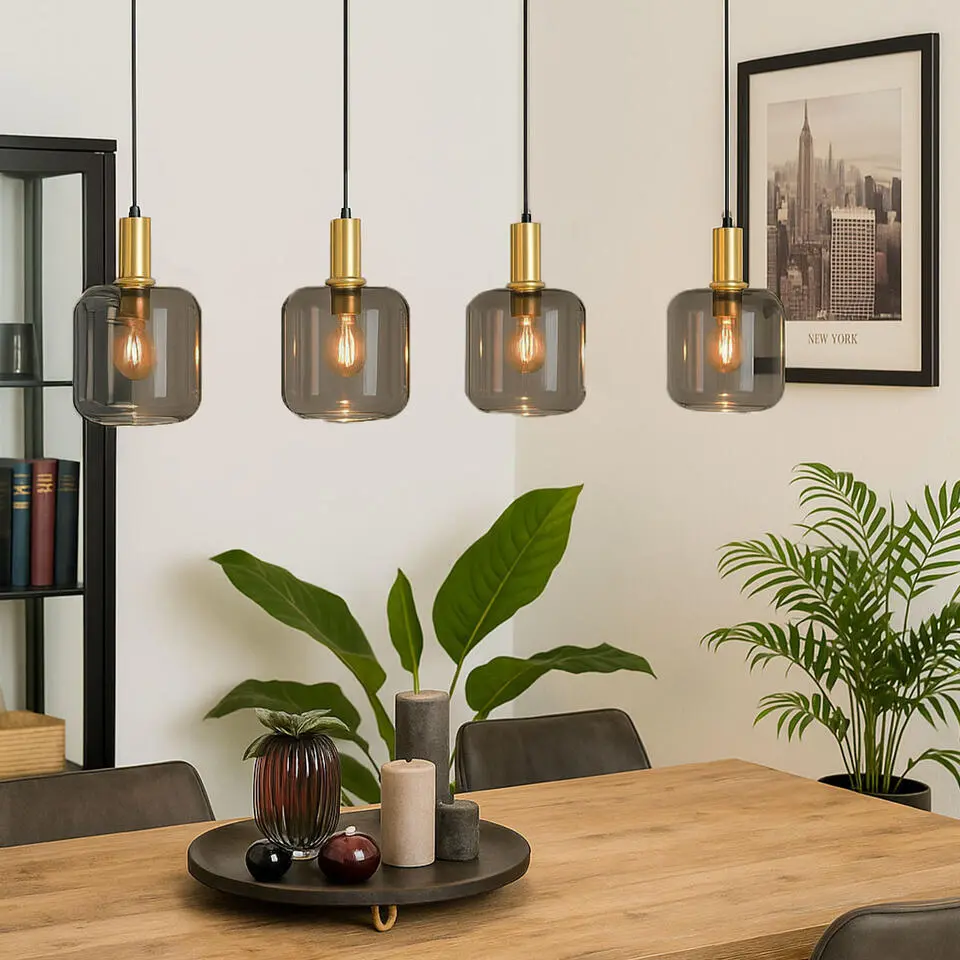 Qazqa hanglampen zuzanna grijs e27