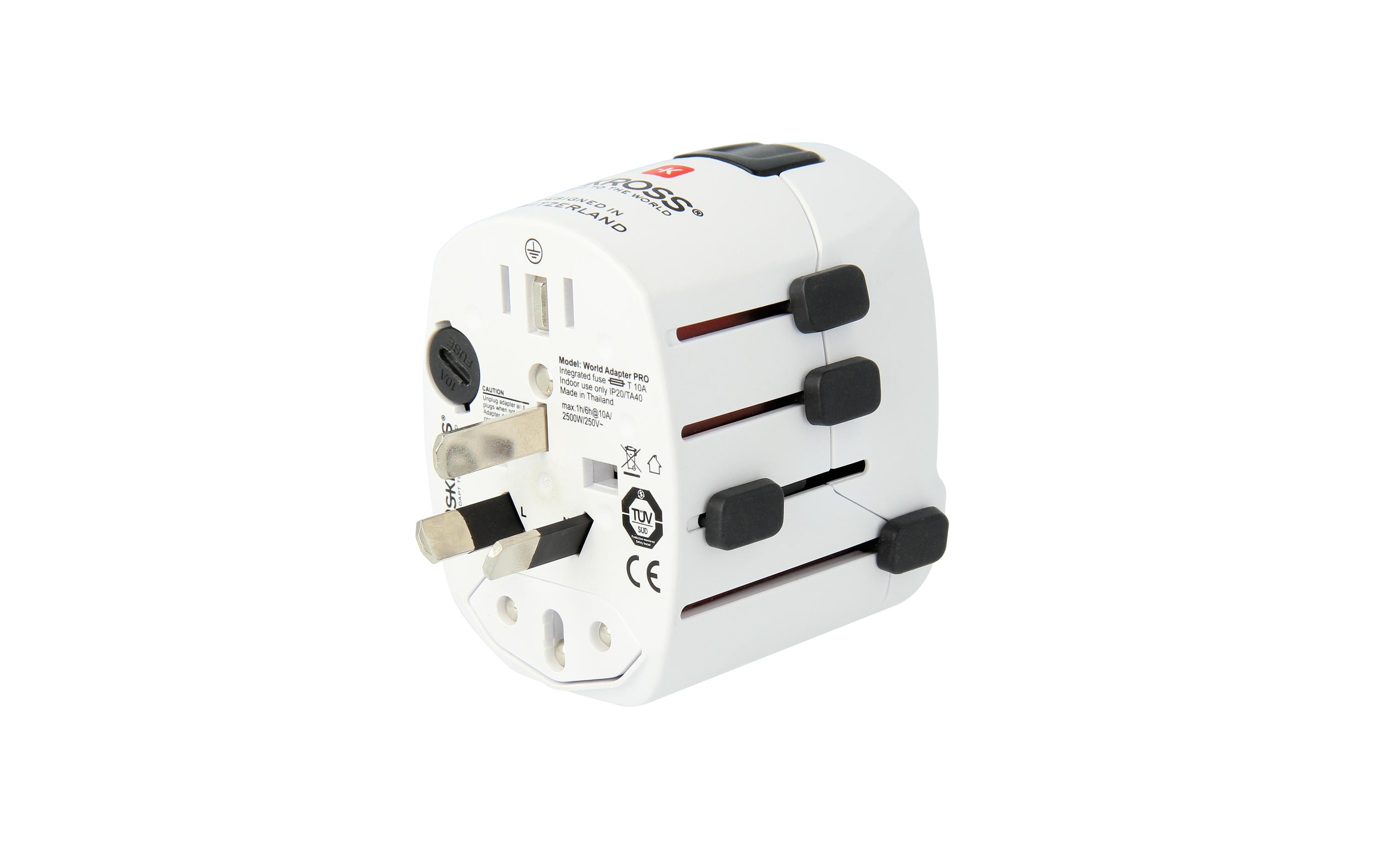 Weltreiseadapter PROKompakter 3-poliger Weltreiseadapter
