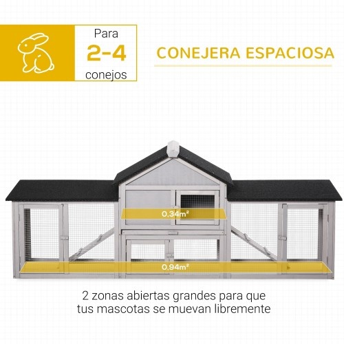 PawHut Gaiola de madeira grande para coelhos, ideal para uso externo.