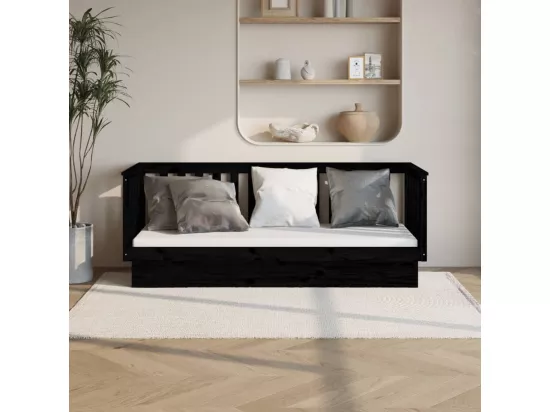 Lit de jour sans matelas noir 75x190 cm bois de pin massif