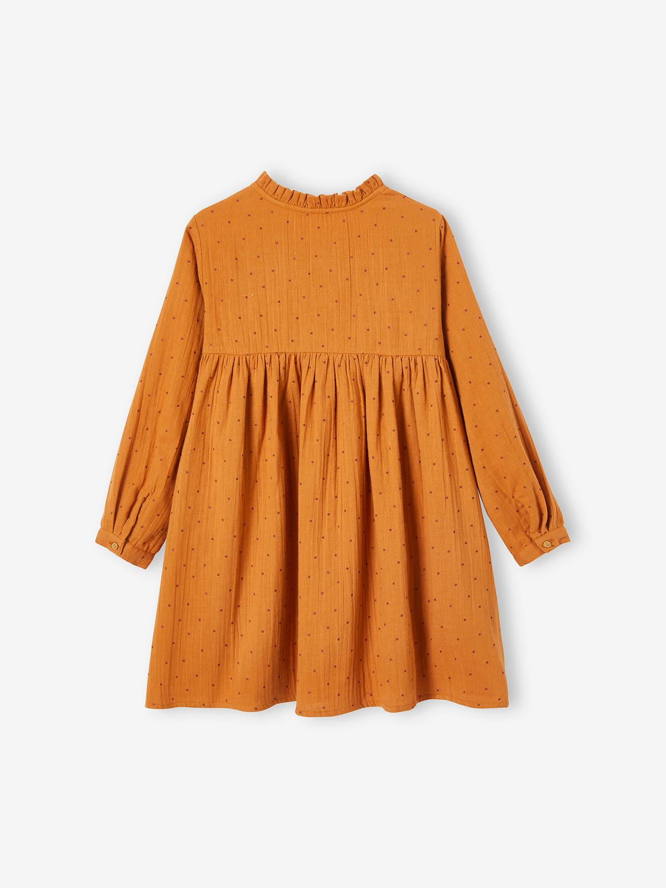 Vestido marrom médio estampado para meninas