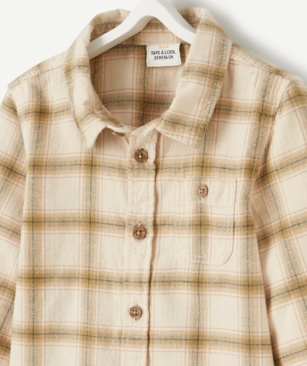CHEMISE À CARREAUX BÉBÉ GARÇON ÉCRU ET VERT