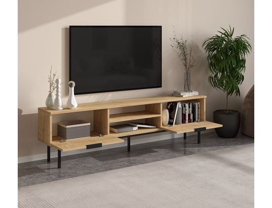 CONCEPT1 - Meuble TV Paul chene saphir 180 x 29,6 x h50 cm