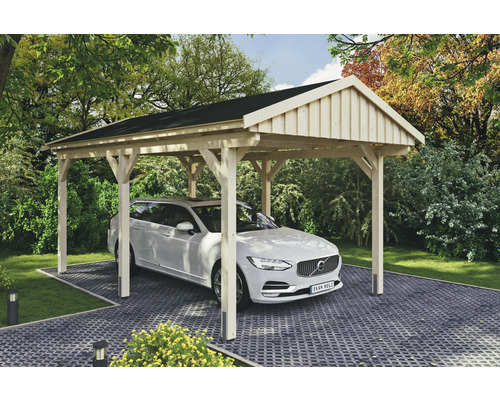 SKAN Holz Fichtelberg enkele carport inclusief zwarte dakshingles, 317 x 566 cm, natuurlijke afwerking
