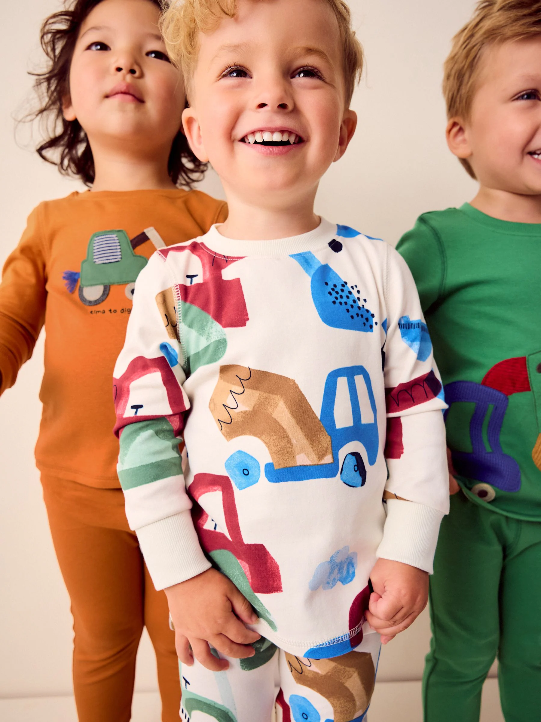 Groen/oranje transport - Mini Knusse Pyjama's 3 Set (9mnd-10jr)