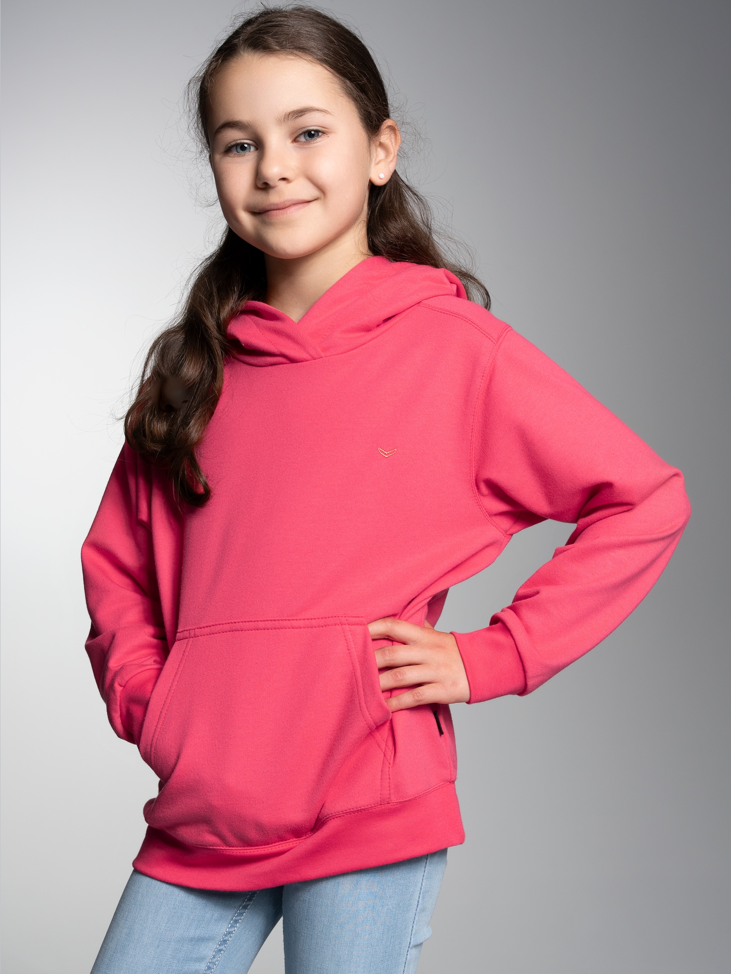 Hoodie in leichter Sweat-Qualität Koralle
