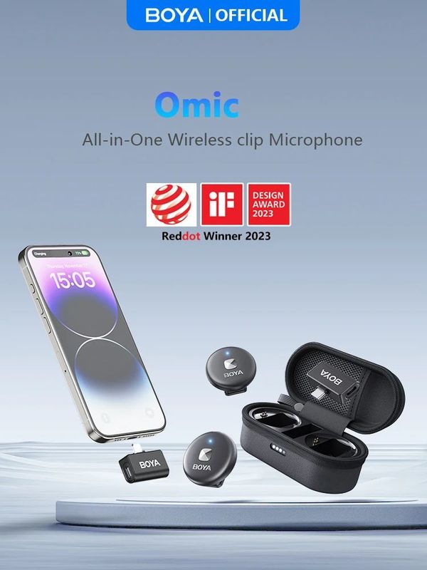 BOYA Omic D/U draadloze lavalier-reversmicrofoon voor iPhone iPad Android Type-c smartphone YouTube Live-opname Interview Vlog