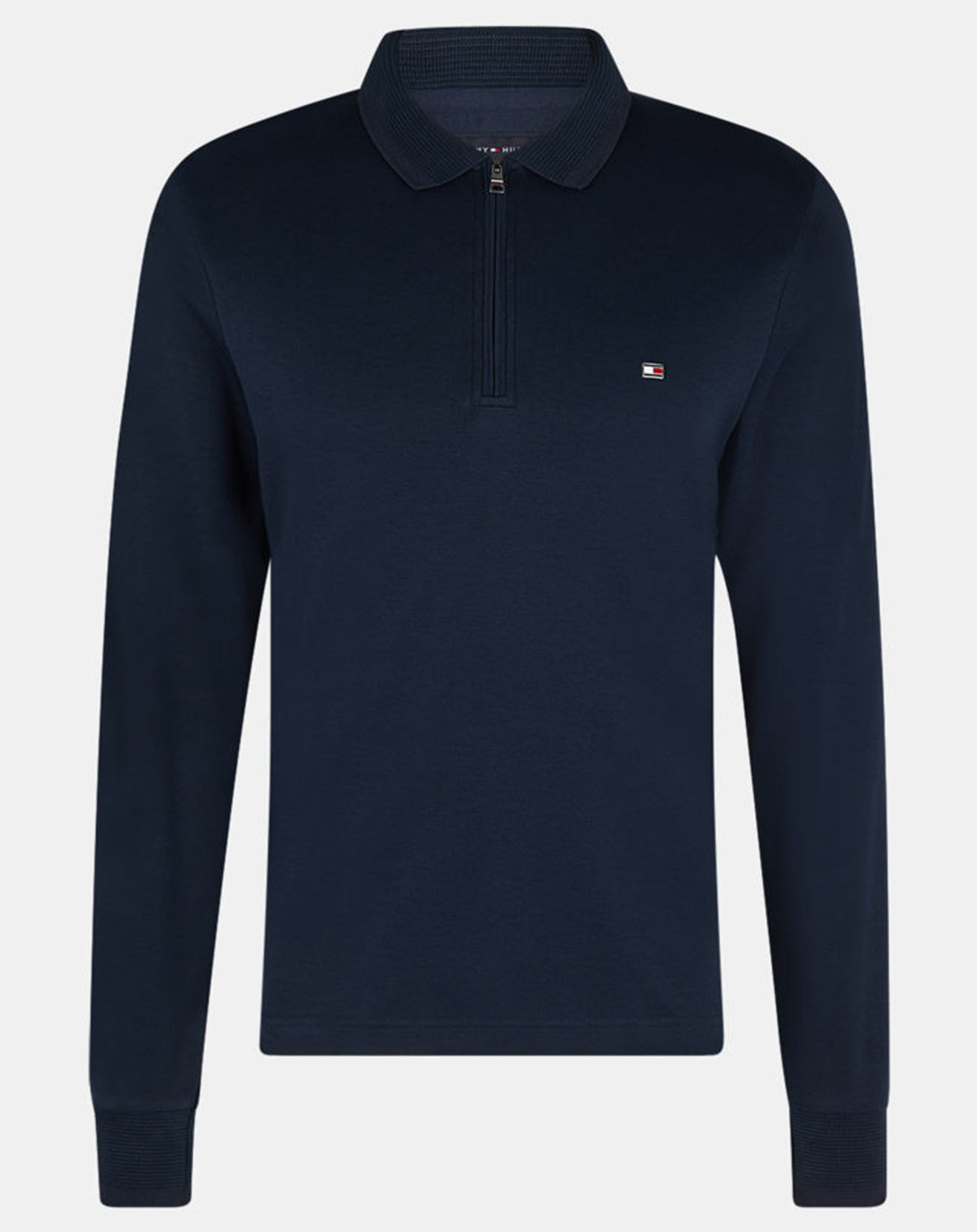 Tommy Hilfiger Polo Slim zippé Interlock bleu marine