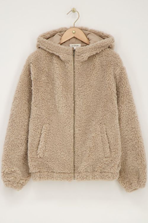 Beige teddy jas 