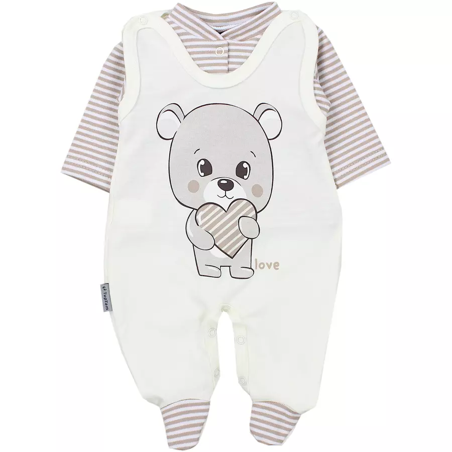 TupTam Baby Unisex Strampler-Set mit Aufdruck Spruch 2-tlg creme