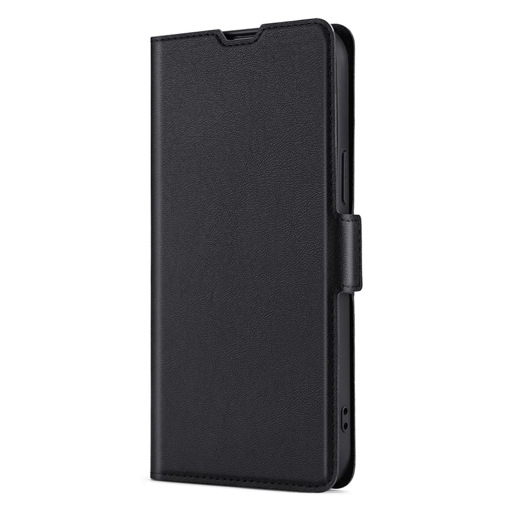 Samsung Galaxy S21 FE 5G Leder Tasche Flip Cover Litchi Look mit Kartenfach - Schwarz