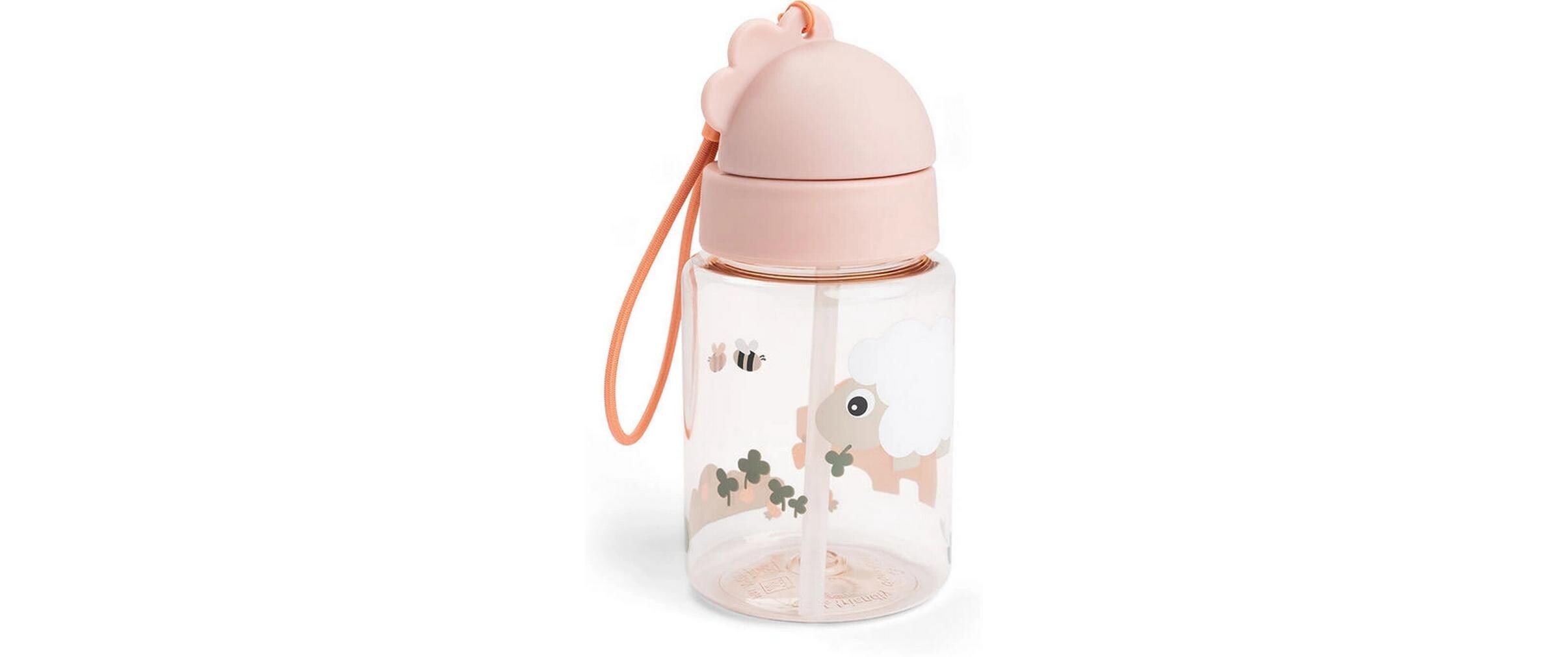 Trinkflasche Tiny Farm Rosa 280 mlTrinkflasche mit Strohhalm