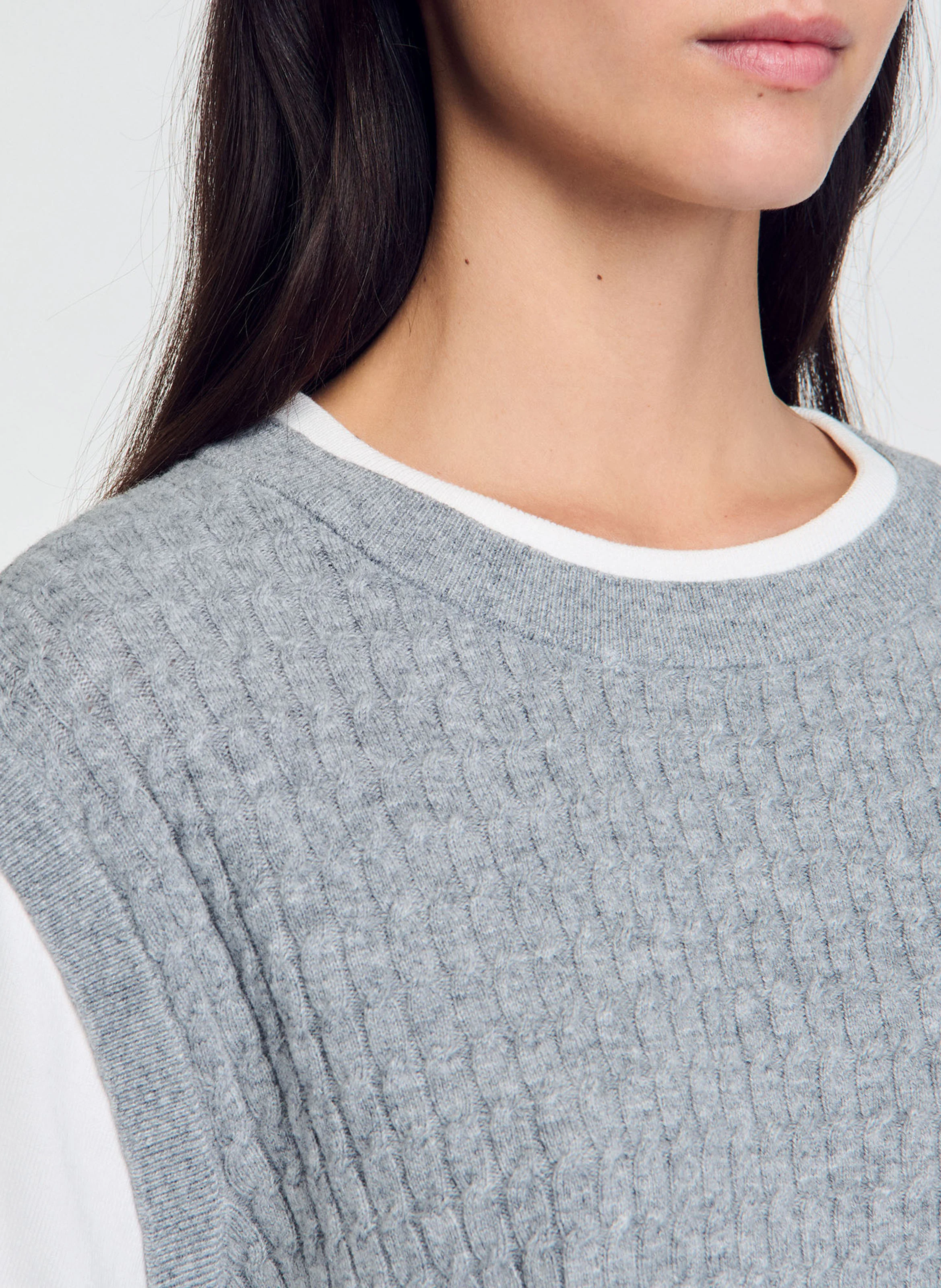 Pull col rond en laine mélangée | Gris
