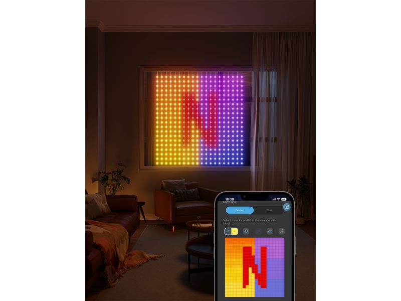 Govee LED-Stripe Curtain Lights RGBIC, 25 Watt, 1.5 x 1.5m LED Deco Lichter