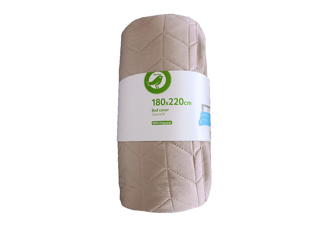 COLCHA MICROFIBRA AUCHAN ESSENCIAL TAUPE 180X220CM