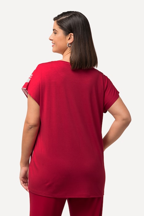 T-Shirt, Streifenmix, Oversized, Rundhals, Halbarm