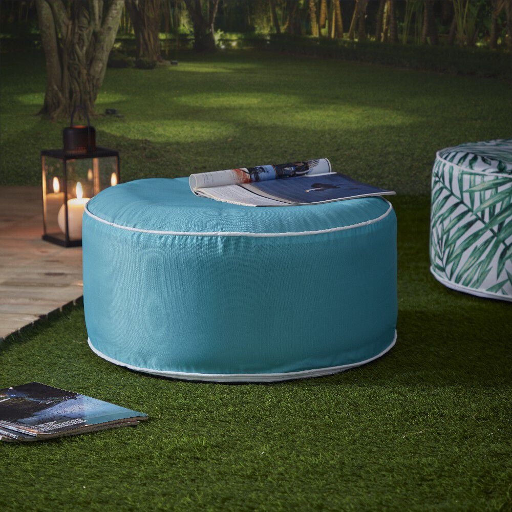 Pouf gonflable extérieur uni bleu lagon