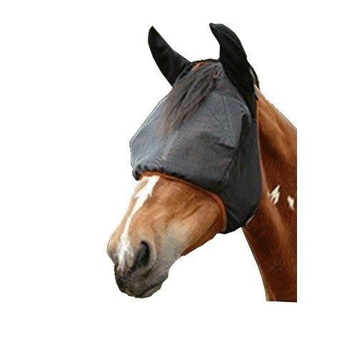 Repelente de mosquitos preto/laranja com protetores auriculares.
