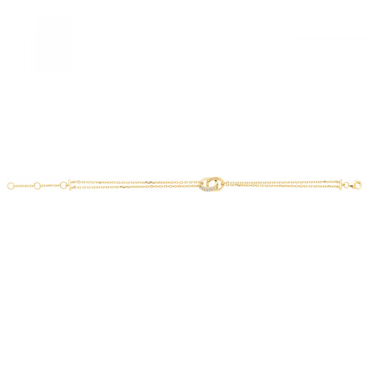 Bracelet souple en Plaqué Or avec oxyde de zirconium blanc