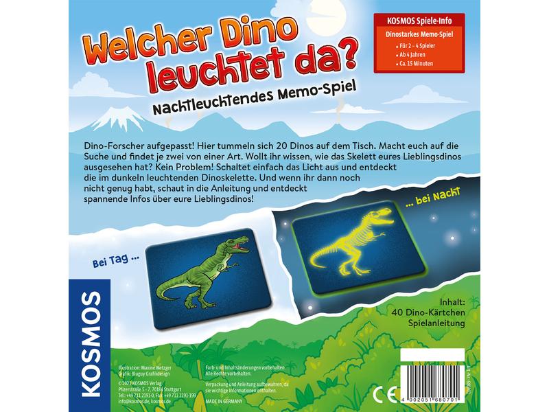 Kosmos Kinderspiel Welcher Dino leuchtet da? Nachtleuchtendes Memo-Spiel