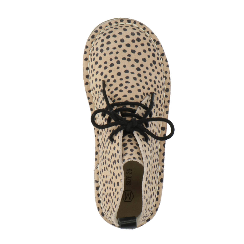 Mavies leren veterboots zand/zwart