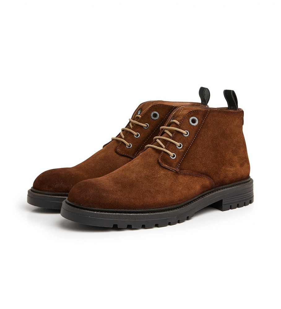 Botas de cano curto Pepe Jeans Logan em couro marrom deserto